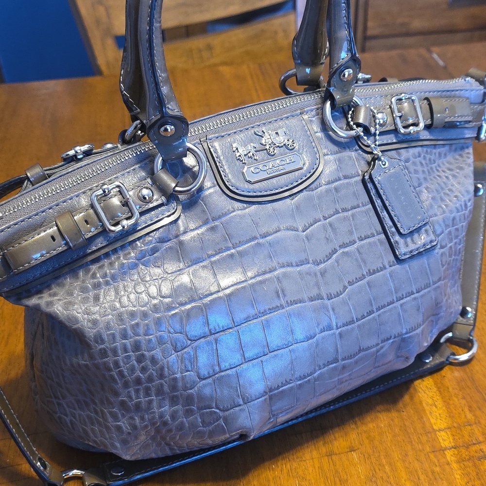 Coach Madison Crocodile Embossed Leather Satchel - Picture 16 of 16